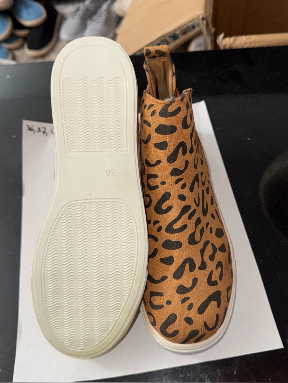 Women’s Leopard Print Slip-On Wedge Sneakers - Tan/Black - Picture 4 of 4